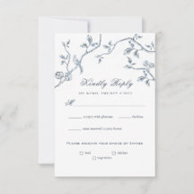RSVP-Karte mit blauem und weißem Toile