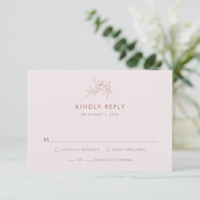 RSVP-Karte mit Blumenrosa RSVP Karte (Stehend Vorderseite)