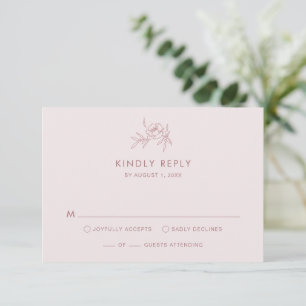 RSVP-Karte mit Blumenrosa RSVP Karte