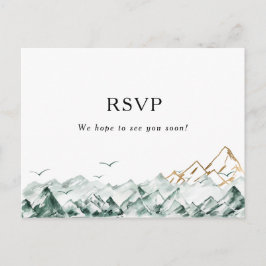 RSVP-Karte mit dem Menü "Green and Gold Mountain" Postkarte