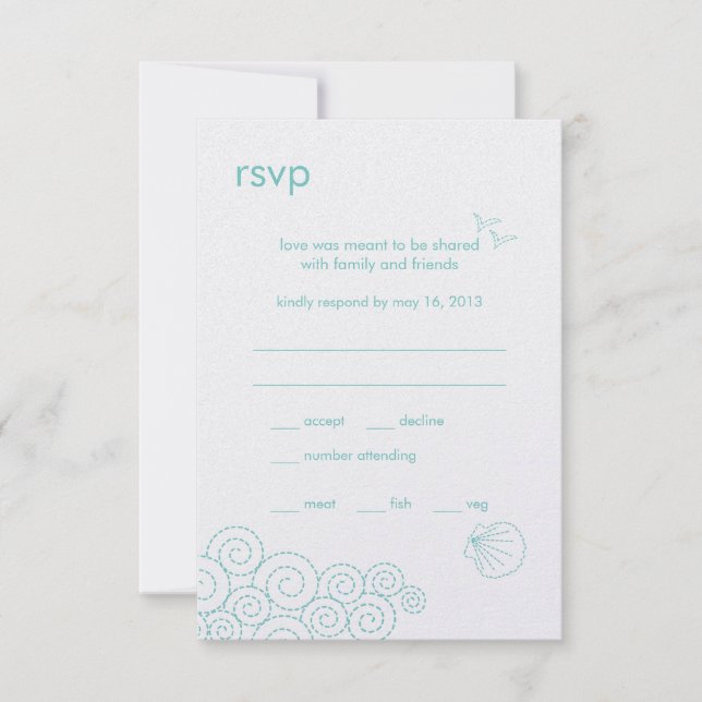 RSVP-Karte mit drehenden Wellen - Robin's Ei Blue RSVP Karte (Vorderseite)