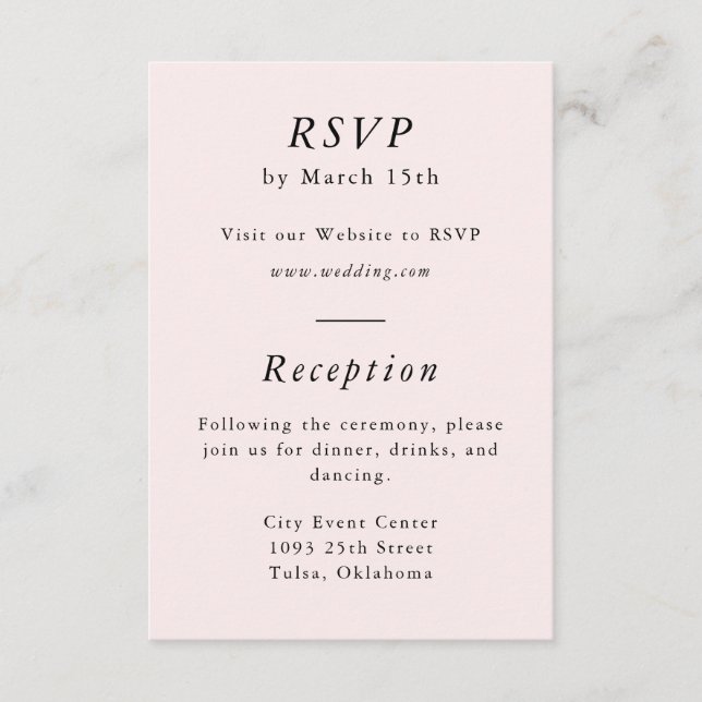 RSVP-Karte mit einfachem Rosa-Frühling Begleitkarte (Vorderseite)