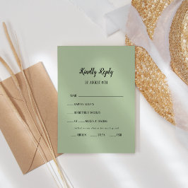 RSVP-Karte mit einfacher Minimalistisch|Sage-Menüw RSVP Karte