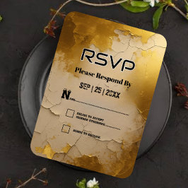 RSVP-Karte mit elegantem Cracked Gold Foil Wedding RSVP Karte