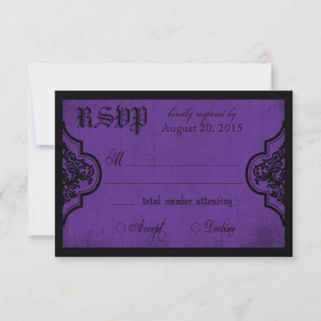 RSVP-Karte mit Lila und schwarzer Kante RSVP Karte (Vorderseite)