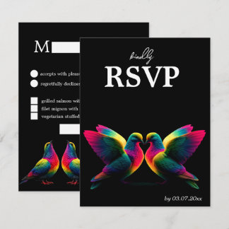 🌈 RSVP-Karte mit Menü & QR-Code Doves of Promise RSVP Karte