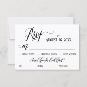 RSVP-Karte mit Menüoptionen erstellen Schnörkel RSVP Karte
