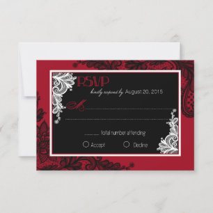 RSVP-Karte mit roten, weißen und schwarzen Spitzen RSVP Karte