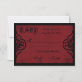 RSVP-Karte mit roter und schwarzer Spitze RSVP Karte
