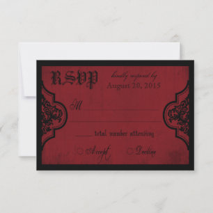 RSVP-Karte mit roter und schwarzer Spitze RSVP Karte