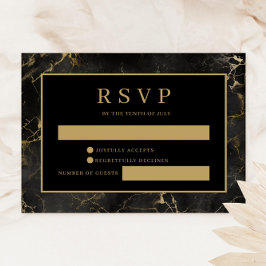 RSVP-Karte mit schwarzem Goldmarmor RSVP Karte