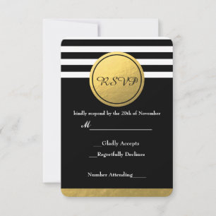 RSVP-Karte mit schwarzem und weißem Streifen RSVP Karte