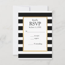 RSVP-Karte mit schwarzen und weißen Streifen
