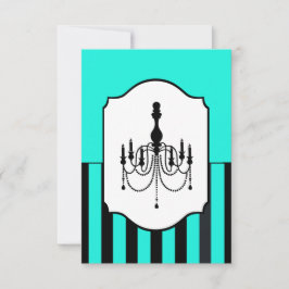 RSVP-Karte mit türkisfarbenem und schwarzem Kronle RSVP Karte