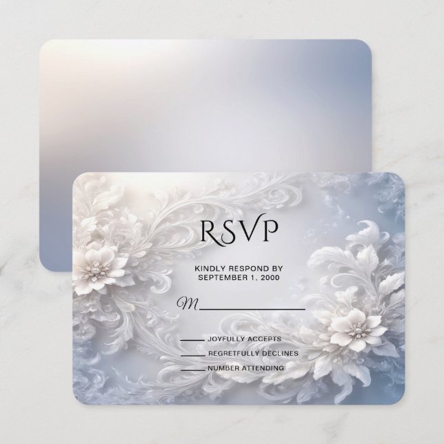 RSVP-Karte mit weißer Blüte Geblüht RSVP Karte (Vorne/Hinten)