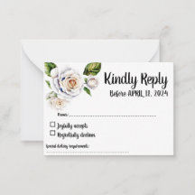 RSVP-Karte mit weißer Rose, Antwortkarte