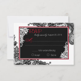 RSVP-Karte mit weißer und schwarzer Spitze RSVP Karte
