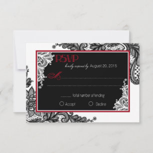 RSVP-Karte mit weißer und schwarzer Spitze RSVP Karte