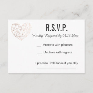 RSVP Karte   Reaktion   Hochzeitsgoldene geometris