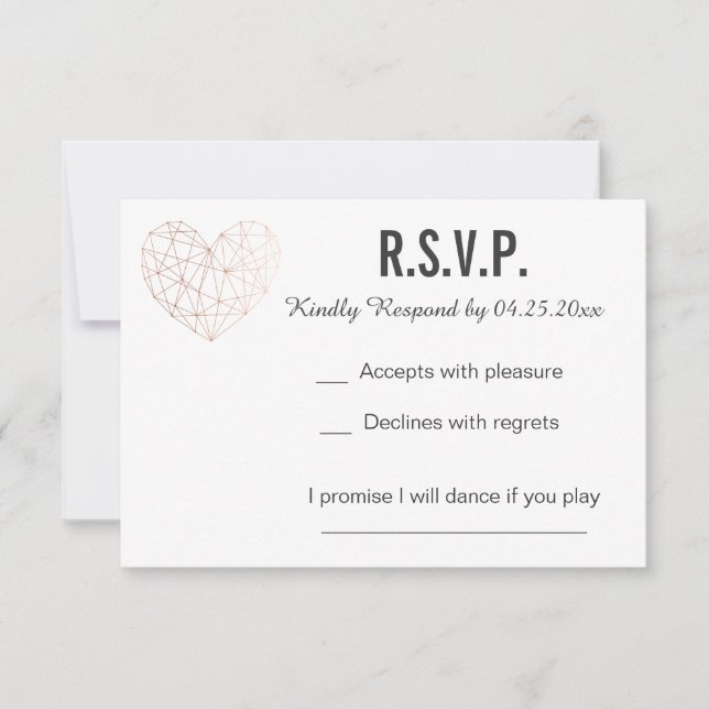 RSVP Karte | Reaktion | Hochzeitsgoldene geometris (Vorderseite)