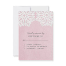 RSVP-Karte, rosa, elegante Spitze