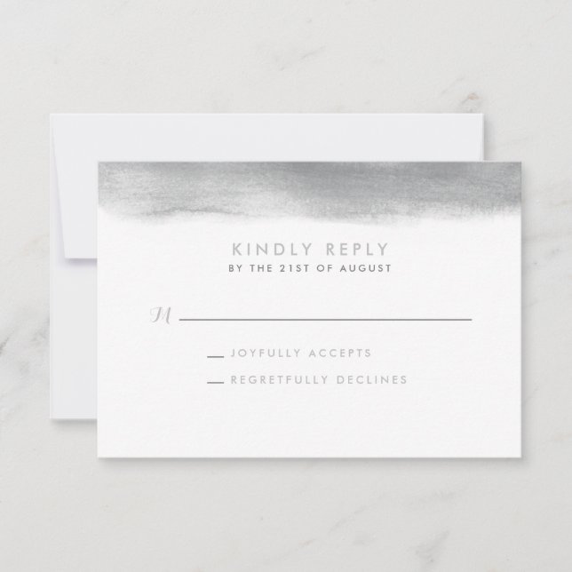 RSVP-Karte "Rrauchgraue Wasserfarben-Dip-Hochzeit" Einladung (Vorderseite)