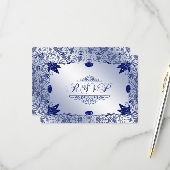 RSVP-Karte Saphire 45. Hochzeitstag RSVP Karte (Vorderseite/Rückseite Beispiel)