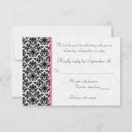 RSVP-Karte, schwarz, weiß, rosa, schwarz Einladung