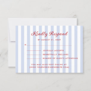 RSVP-Karte "Striped Blue" und "Red Wedding" Einladung