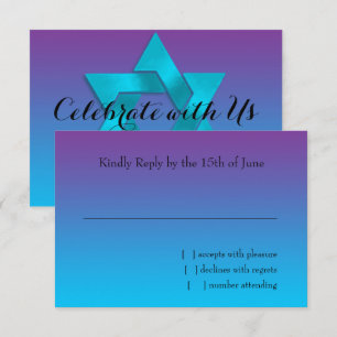 RSVP-Karte Türkisch bis Lila Ombre mit Star RSVP Karte