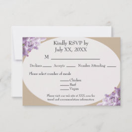 RSVP-Karte von Beige und Lilac RSVP Karte