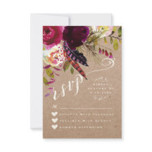 RSVP KARTE | Wasserfarbenflorale Rustikale Boho Ho