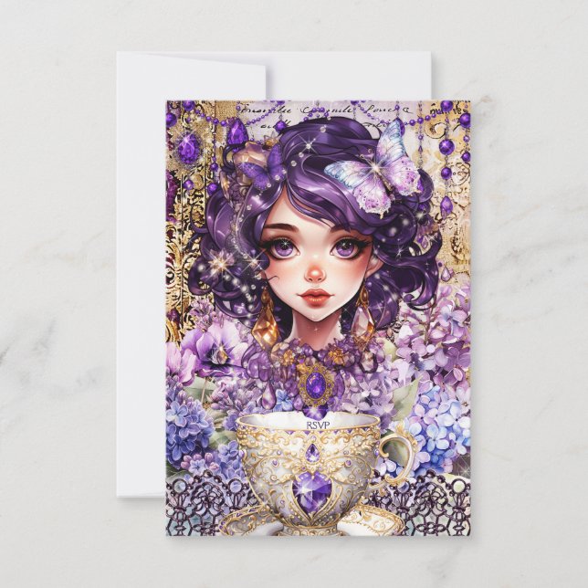 RSVP-Karte Whimsisches Teacup RSVP Karte (Vorderseite)