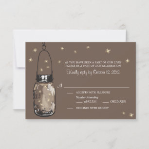 RSVP-Karte Whimsy Glühwürmchen und Mason-Glas RSVP Karte