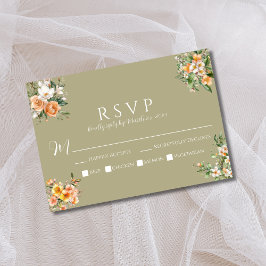 RSVP-Karte zum Hochzeitsfeiern mit grüner Blüte RSVP Karte