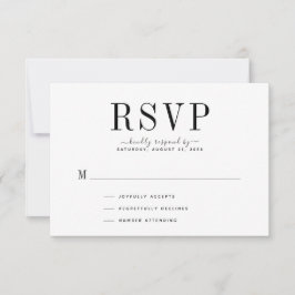 RSVP-Karte zum Hochzeitssehen in Schwarz und Weiß RSVP Karte