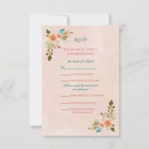 RSVP-Karte zum Peach Watercolor-Rose RSVP Karte