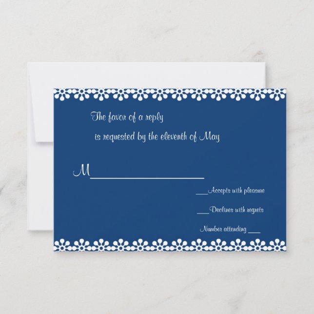 RSVP-Karten der blauen und weißen Blume RSVP Karte (Vorderseite)