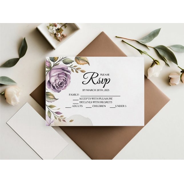 RSVP-Karten der Lila Rose des Designers RSVP Karte (Von Creator hochgeladen)