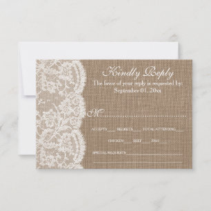 RSVP-Karten der Sammlung Burlap & Lace Wedding RSVP Karte