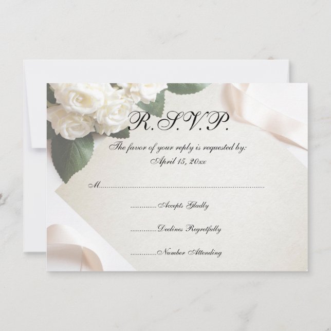 RSVP-Karten der White Wedding Blume Einladung (Rückseite)