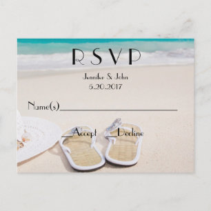 RSVP-Karten für Beach Hochzeit in Urlaubsort Einladungspostkarte