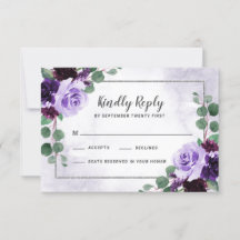 RSVP-Karten für Blumenflugzeuge Lila und Silberhoc