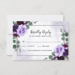 RSVP-Karten für Blumenflugzeuge Lila und Silberhoc RSVP Karte