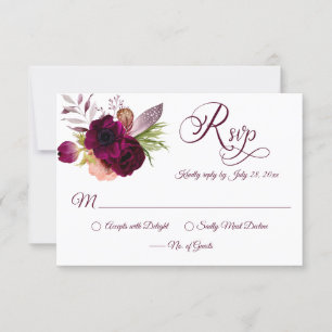 RSVP-Karten für Bohemische florale Romance RSVP Karte