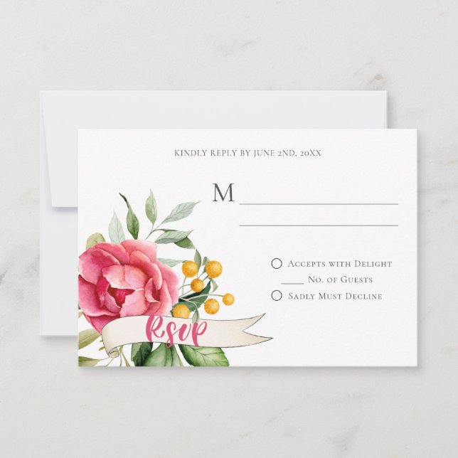 RSVP-Karten für Bohemische florale Romance RSVP Karte (Vorderseite)