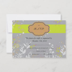 RSVP-Karten für braune und graue Blumenzehen Einladung