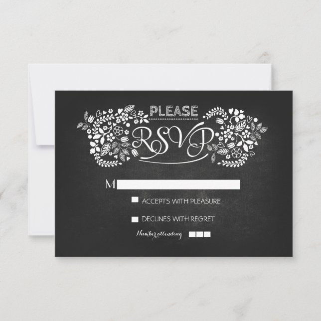 RSVP-Karten für Chalkboard-Hochzeit RSVP Karte (Vorderseite)