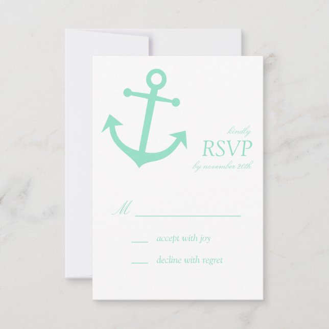 RSVP-Karten für das Ankerschiff (blassgrün) RSVP Karte (Vorderseite)