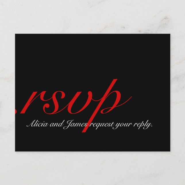 RSVP-Karten für Dezember Wedding Red Einladungspostkarte (Vorderseite)